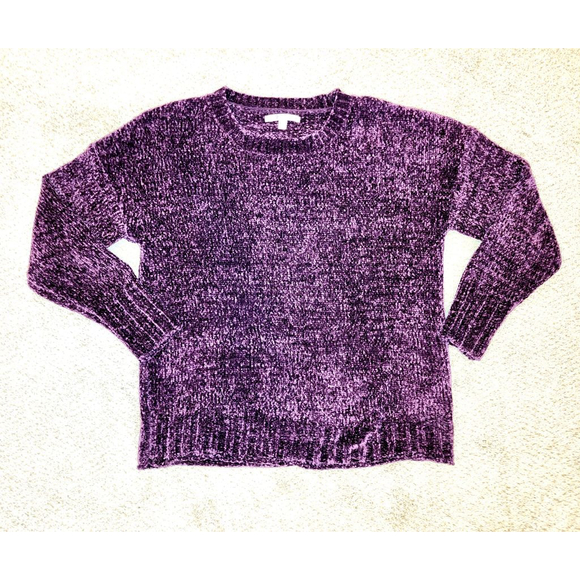 Seven7 Sweaters - Women's Seven7 Purple Chenille Crew Neck Sweater M